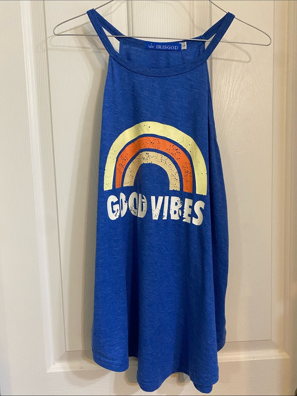 IrisGod Women's Royal Blue 'Good Vibes' Rainbow Tank